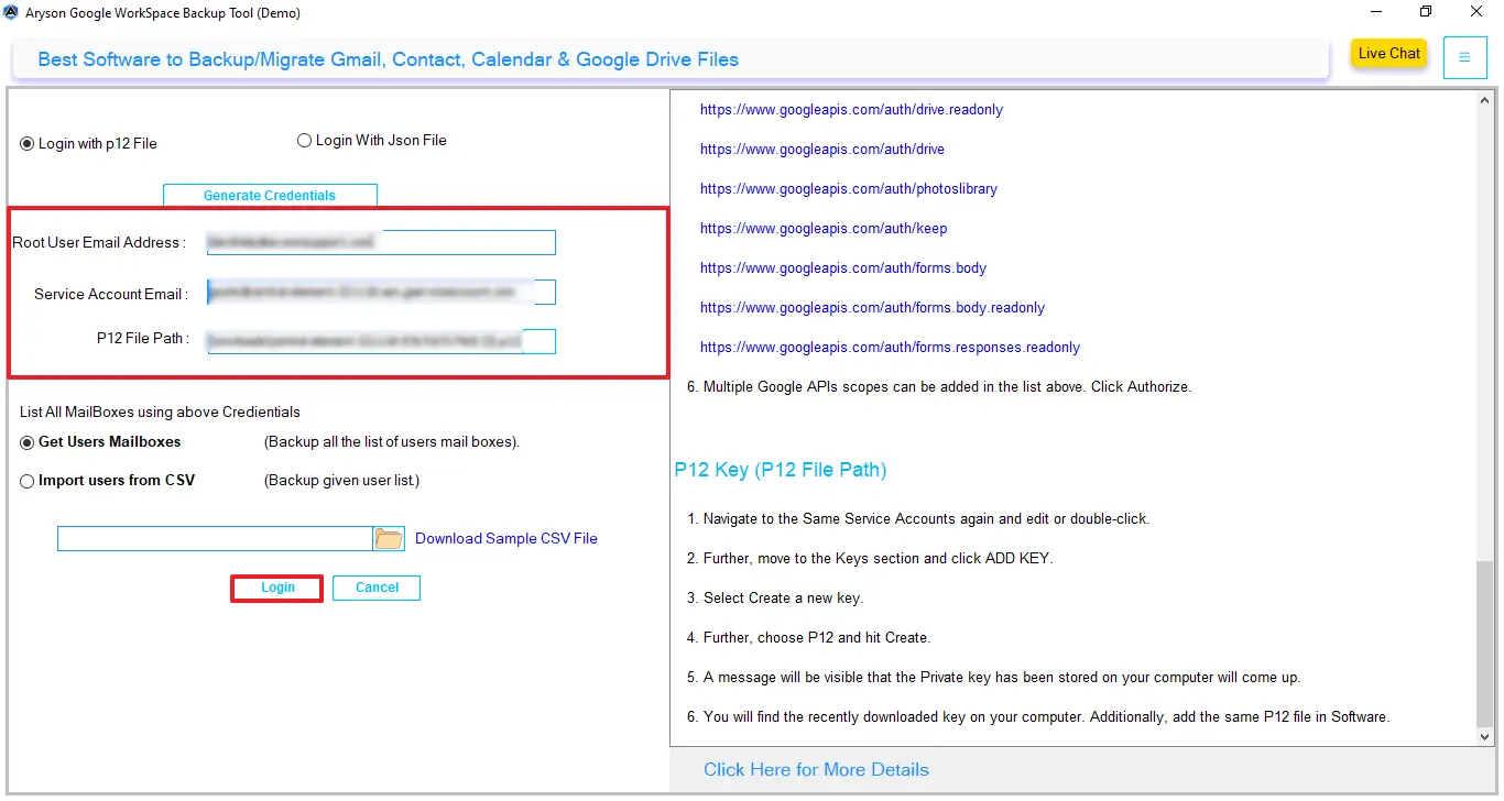 Enter your admin details and root user
