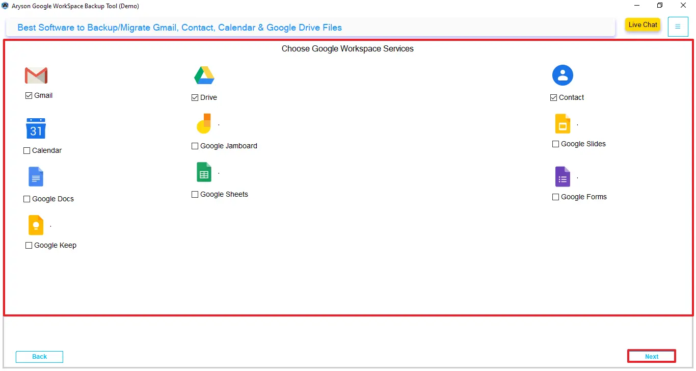 Choose Google Workspace services