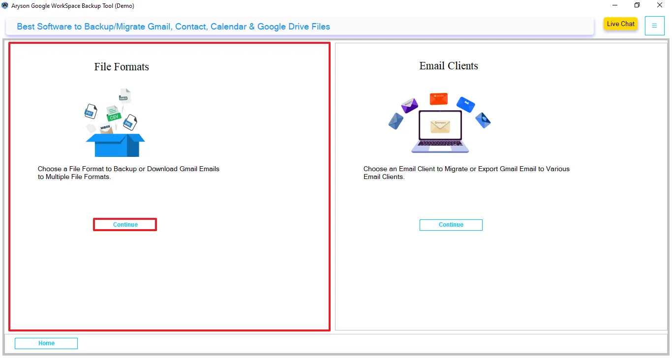 Select the file format option