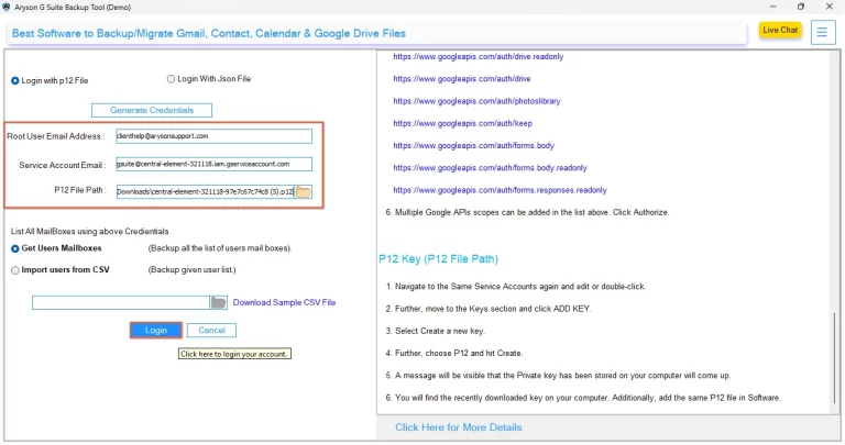 Log in your Google Workspace