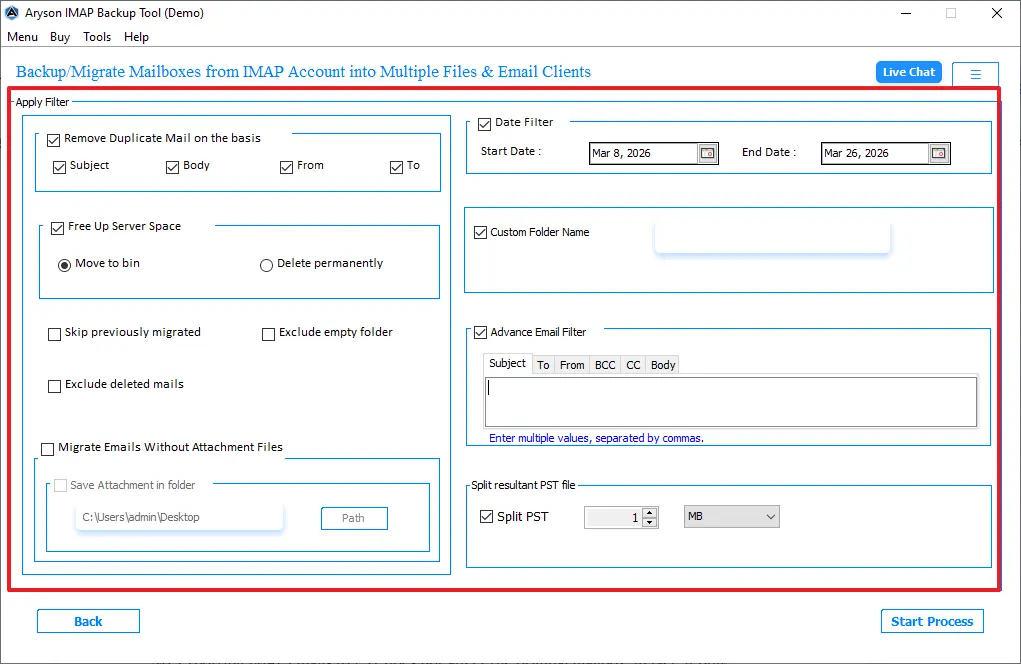 Enable the filters you want