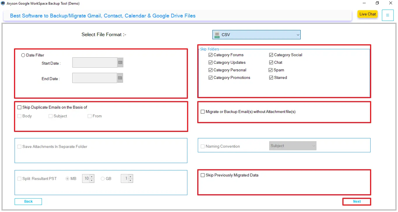 Apply the required filters