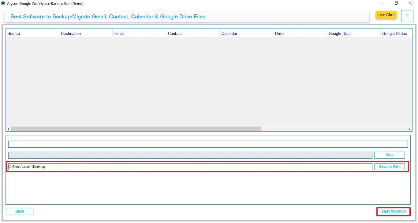Select path to save and click Start Migration