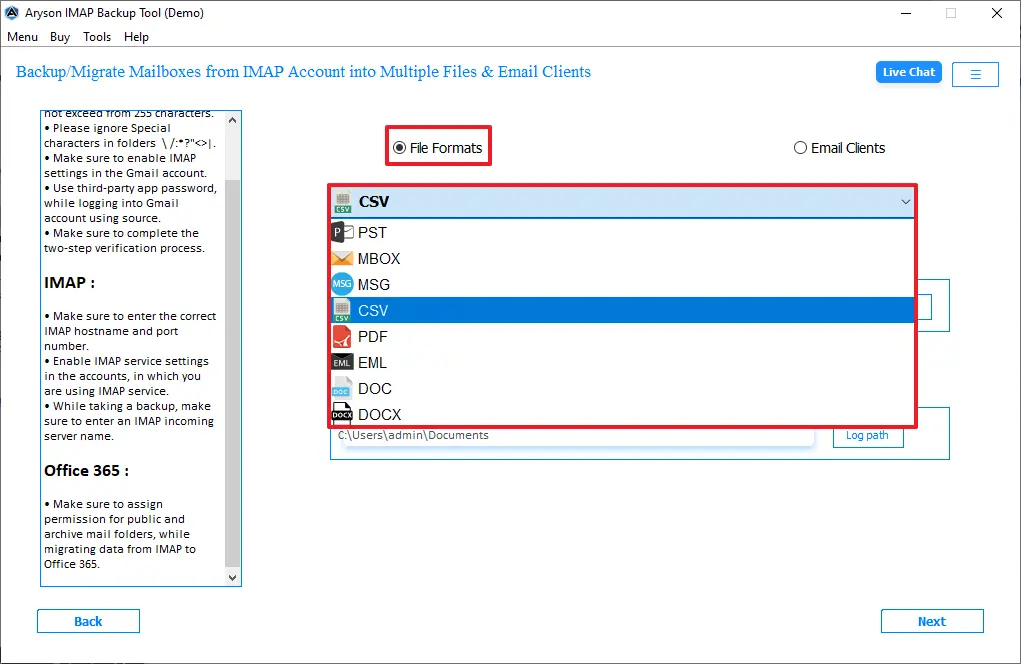 Select the CSV.