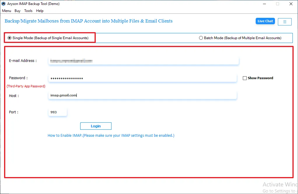 Provide the login details