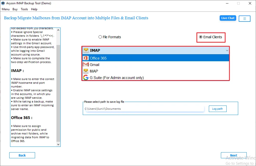 You select IMAP and enter the Yahoo Mail credentials