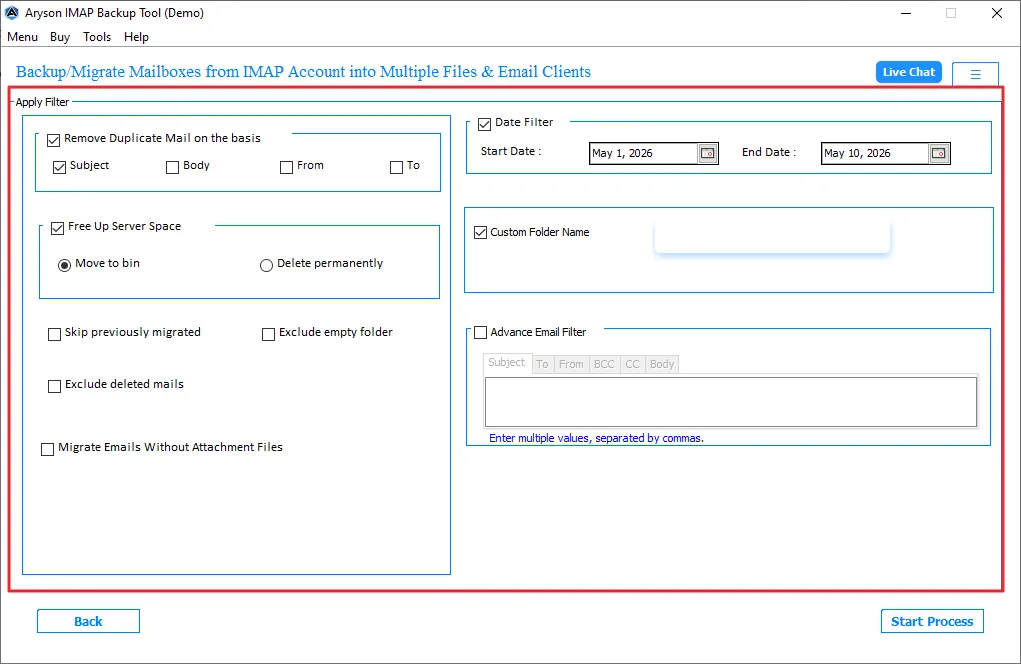 You can enable the required filters for selective data export