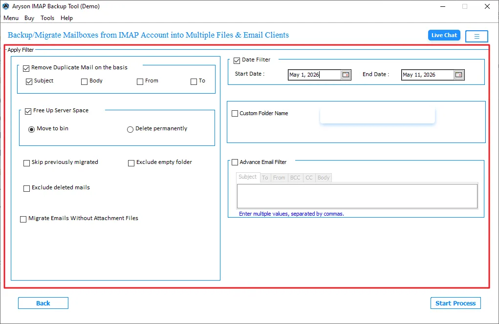 Enable the filters that are required for you