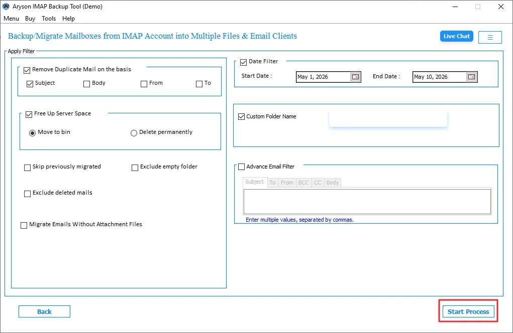 Click on the Convert button to start the import from IMAP