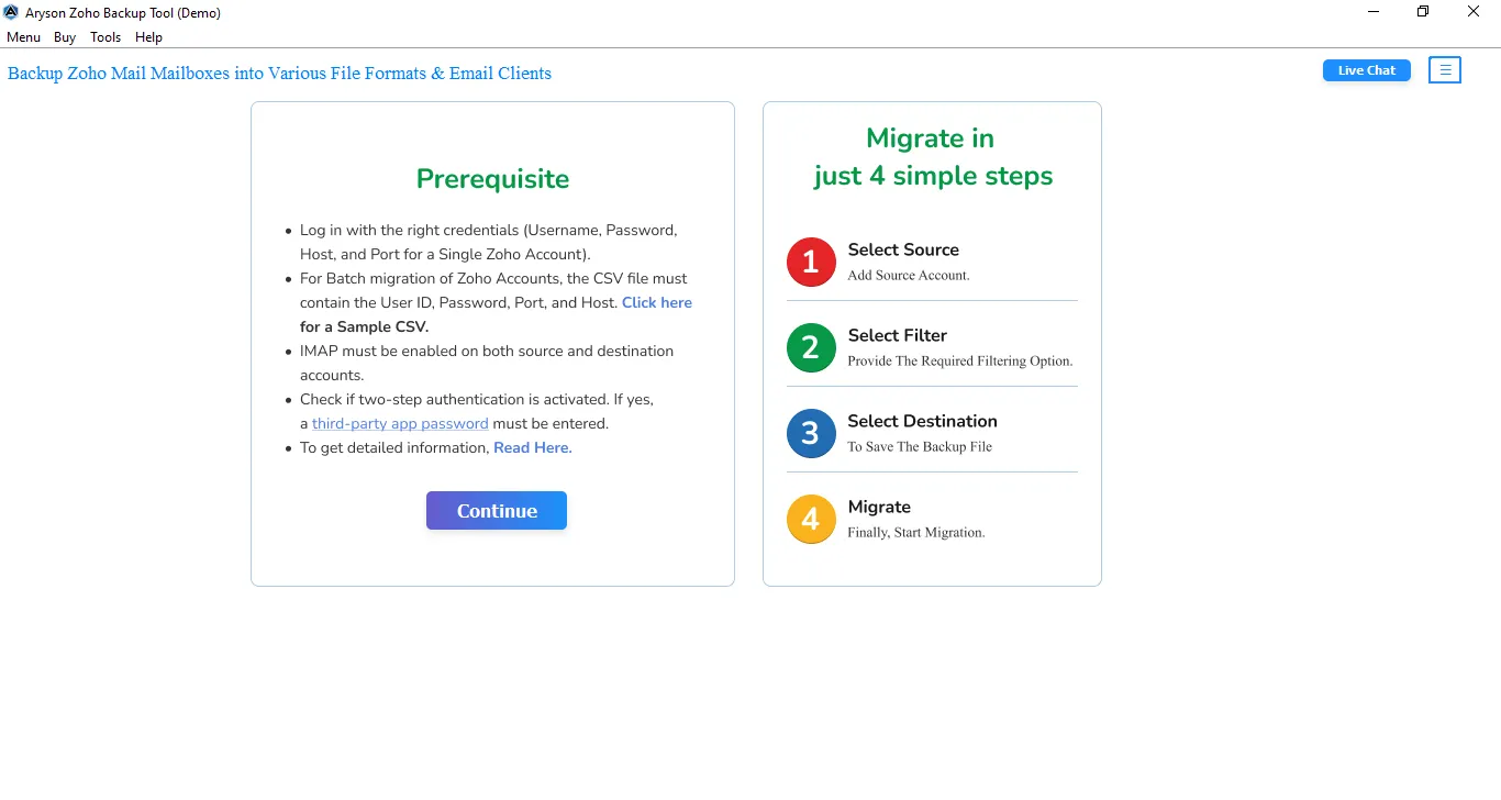 Zoho Mail Backup Tool 
