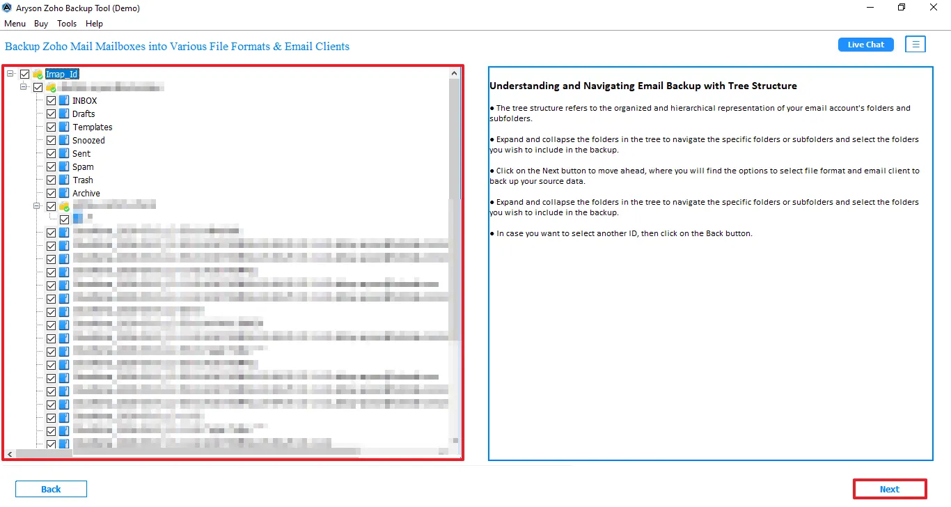 You can view the folder >> click on Next to proceed