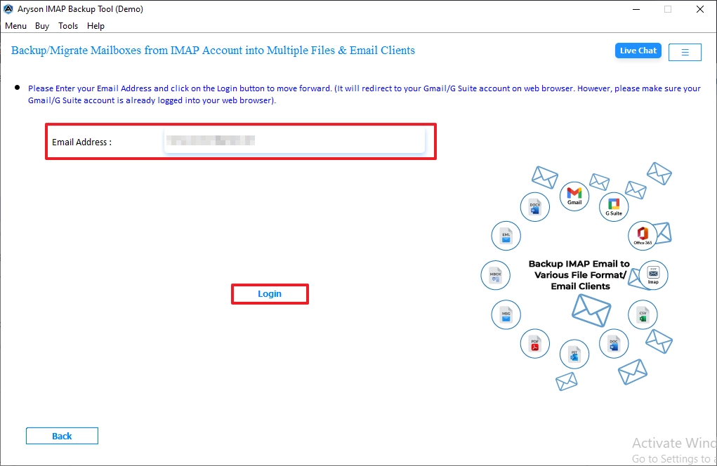 Enter the login credentials