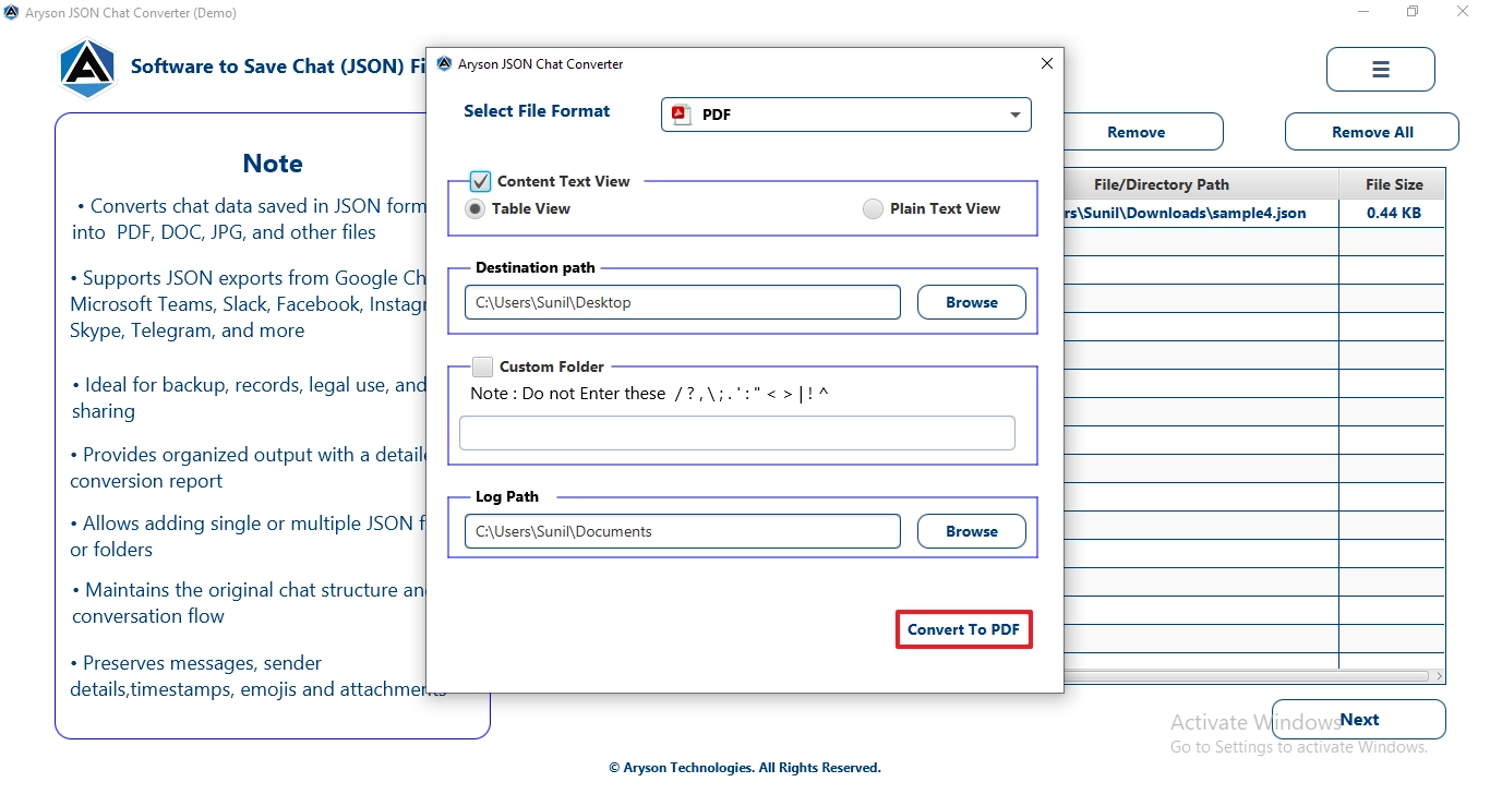 Click on Convert to PDF