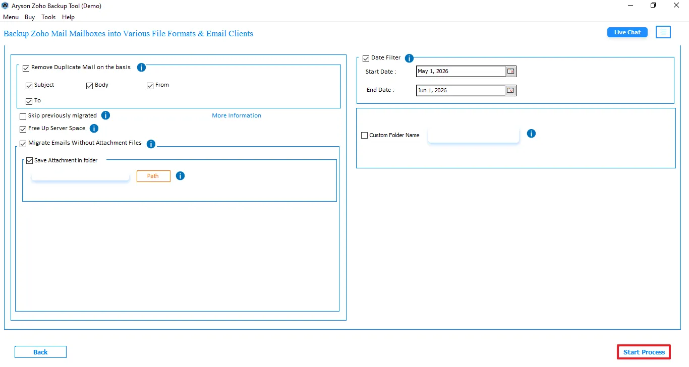 Start the migration process by tapping on Start Process.