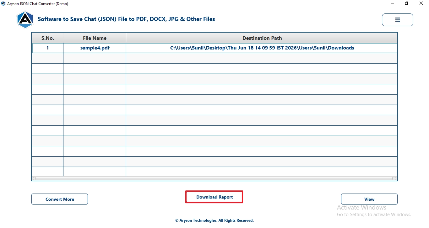 click on the Download Report