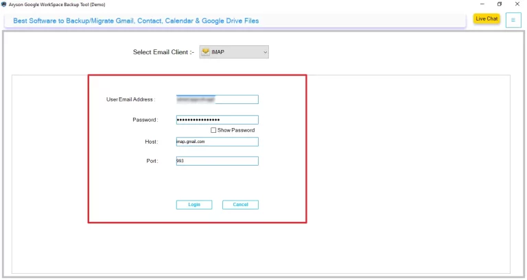 Enter the login credentials