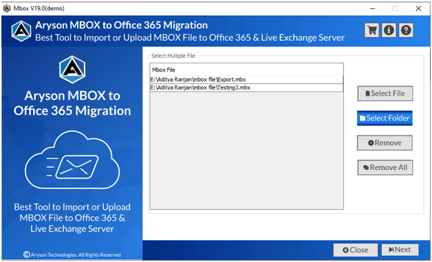 MBOX to Office 365 Migration Tool Screenshot