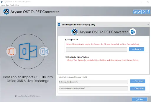 Microsoft OST to PST Converter screenshot